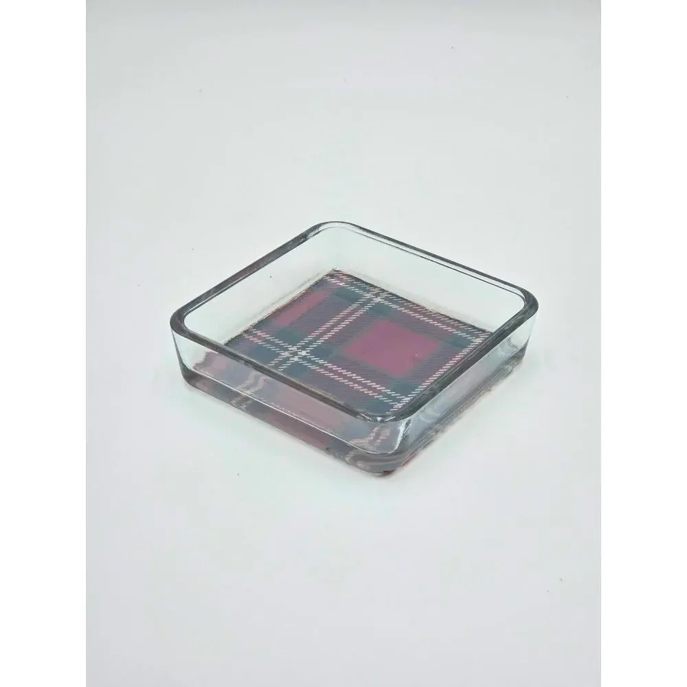Plaid Glass Candy Jar – Holiday Treat Container, Vintage‑Style Christmas Storage
